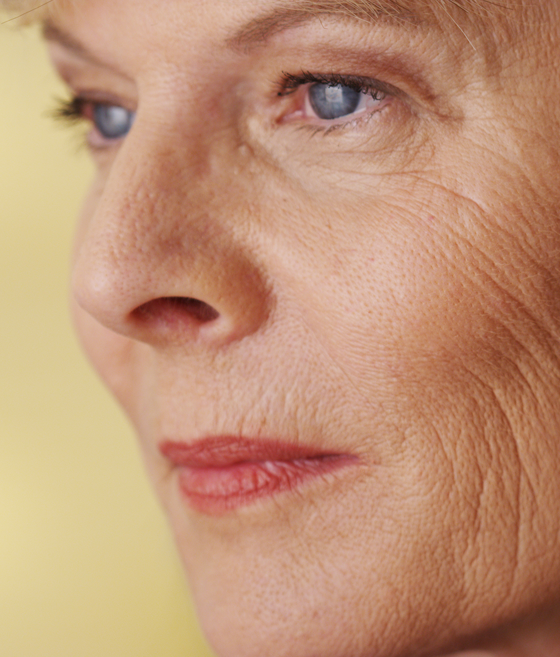 Close-up on an older woman's face